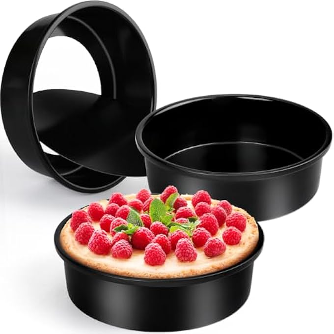 Cake Pan8 Inch Round Cake Pan Set of 3 Nonstick Coating big Baking Cake Pans with Remvable Bottom for BirthdayPartyStainless Steel Circle Cake Tins With Wider Grips for Oven Air Fryer - Image 2