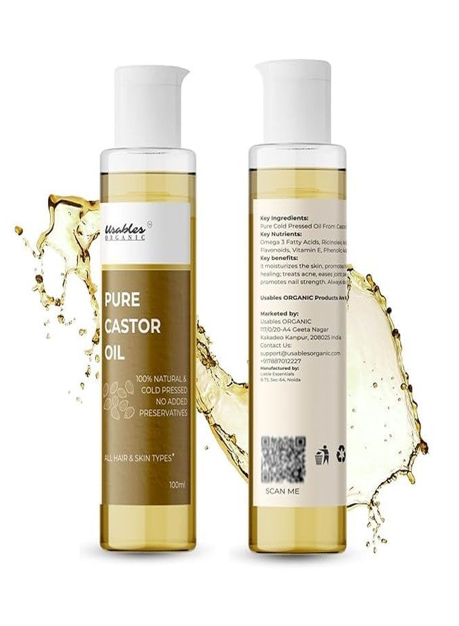 Usables ORGANIC Premium Cold Pressed Organic Castor Oil For Skin, Hair & Eyebrows | Rich in Vit E & free fatty acids | Hydrates & Nourishes skin | Promotes Hair Growth, Strengthens strands - Image 2