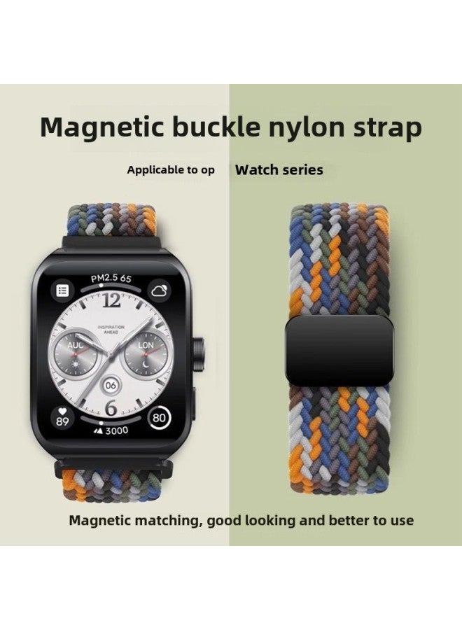 لساعة OPPO Watch3pro 4pro حزام نايلون مضفر بإبزيم مغناطيسي Watch2/1 إبزيم قابل للطي للنساء-اللون: فحمي-op Watch4pro - Image 2