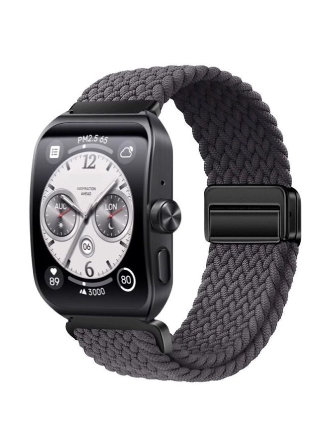 لساعة OPPO Watch3pro 4pro حزام نايلون مضفر بإبزيم مغناطيسي Watch2/1 إبزيم قابل للطي للنساء-اللون: فحمي-op Watch4pro - Image 1