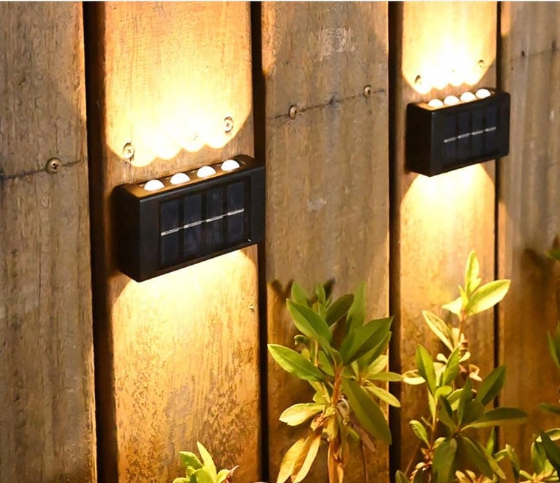 TECH LOGO ELECTRONICS Outdoor Solar Light 4 Way Wall Fence Decor Light Outdoor Two Way Up Down Waterproof Solar Led Wall Decor Lamp Auto On Off Light Sensor Wall Mount Solar Light-Yellow (6) - Image 2
