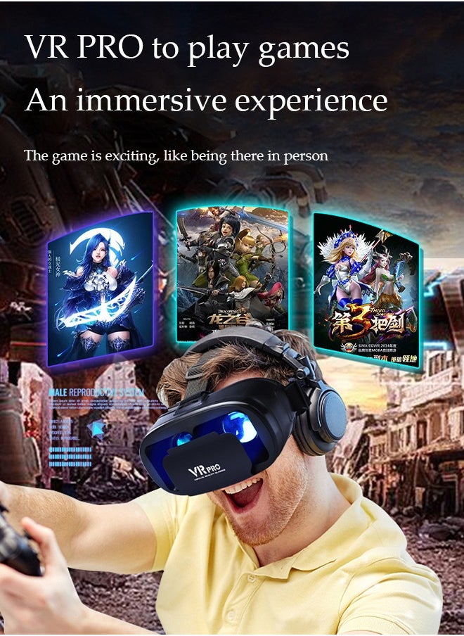 DUNISO VR Headset，Virtual Reality Glasses for iOS Android Phone New Goggles for 3D Movies VR Games Compatible 5-7inch，Soft & Comfortable Adjustable Distance，Black  - Image 5