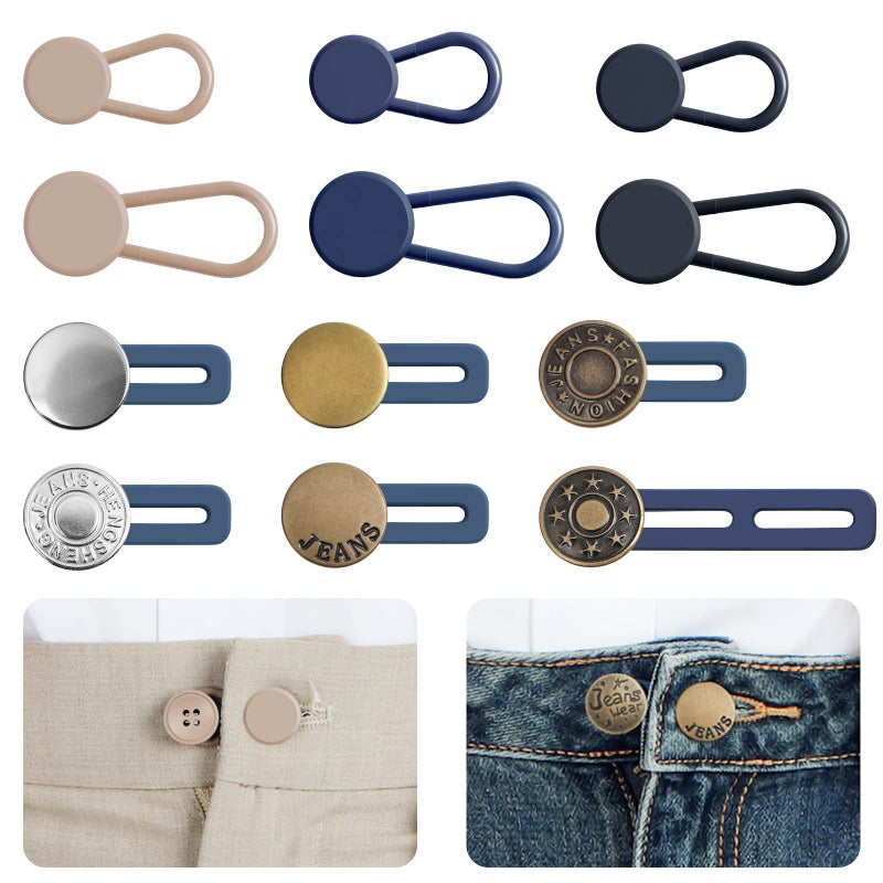 Ceryvop 12 PCS Button Extenders for Jeans Pants Waist Extenders for Women Men No Sewing Instant Waistband Extension 118 Inches