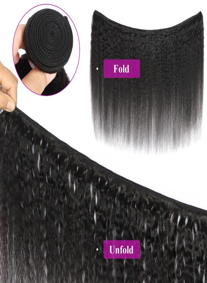 DJD Kinky Straight Human Hair Bundles For Black Women Yaki Straight 3 Bundles Human Hair 24 26 28 - Image 4