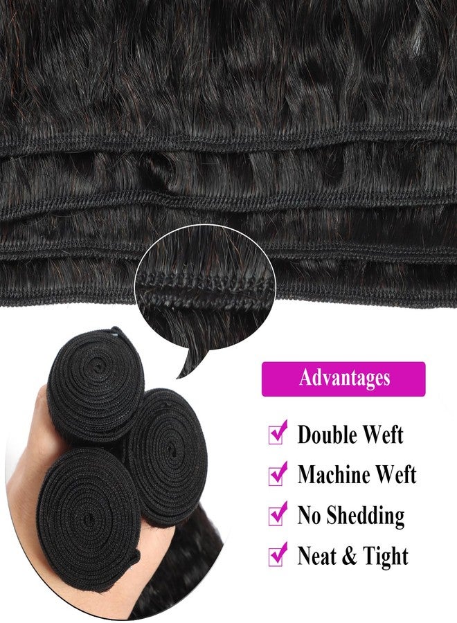 DJD Kinky Straight Human Hair Bundles For Black Women Yaki Straight 3 Bundles Human Hair 24 26 28 - Image 3