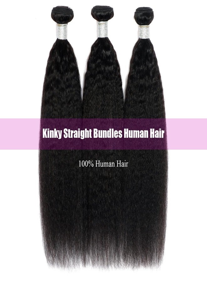 DJD Kinky Straight Human Hair Bundles For Black Women Yaki Straight 3 Bundles Human Hair 24 26 28 - Image 5