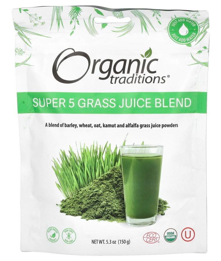 Organic Traditions Super 5 Grass Juice Blend 5.3 oz (150 g)