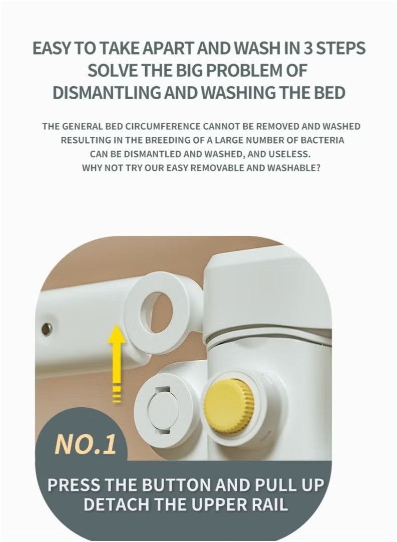 Gonice Bed Rail for Toddlers, Toddler Bed Rails with Double Child Lock, Bed Rail for Baby Kids, Infants Height Adjustment Guardrail for Queen Size Bed -1Piece - 70.8 Inch (1.8m) - Image 4