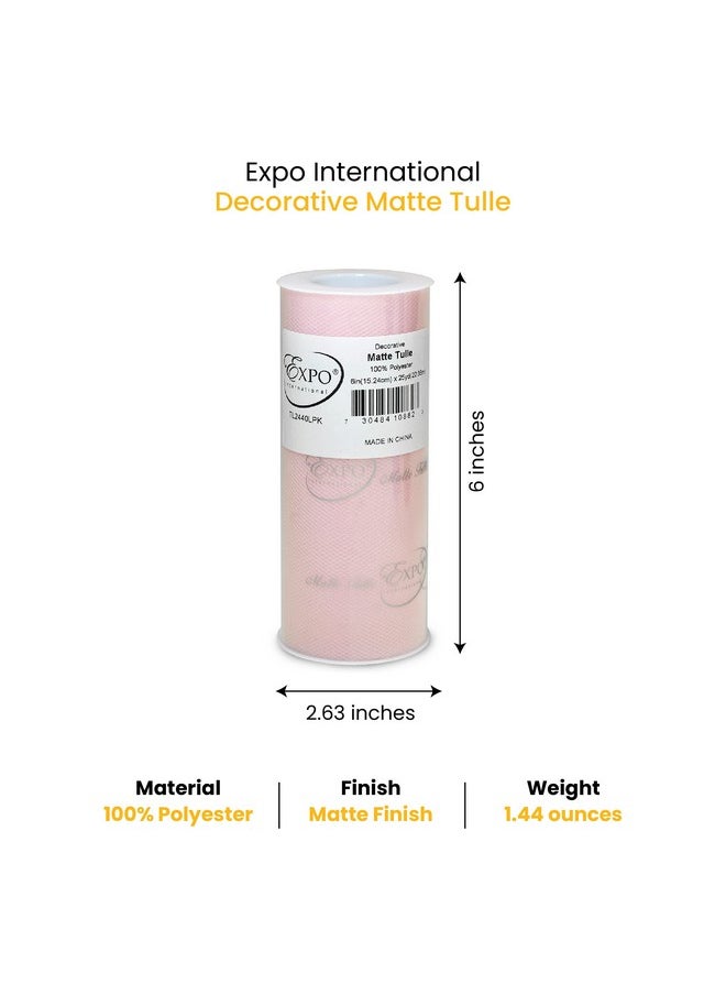 Expo International Decorative Matte Tulle Roll/Spool Of 6” X 25 Yards Lightweight Polyester Tulle Fabric For Tutus Costumes And Party Decorations Washable Easy To Use Pack Of 1 Light Pink  - Image 2