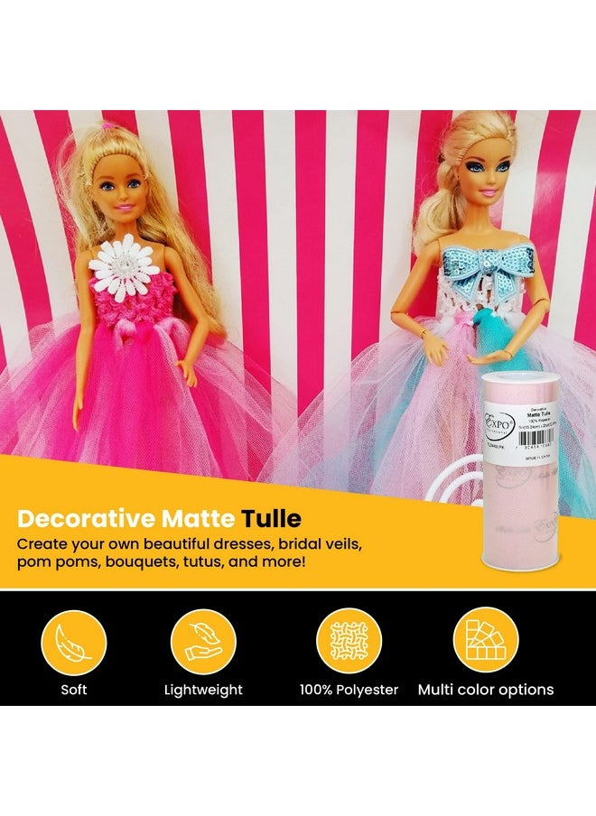 Expo International Decorative Matte Tulle Roll/Spool Of 6” X 25 Yards Lightweight Polyester Tulle Fabric For Tutus Costumes And Party Decorations Washable Easy To Use Pack Of 1 Light Pink  - Image 4
