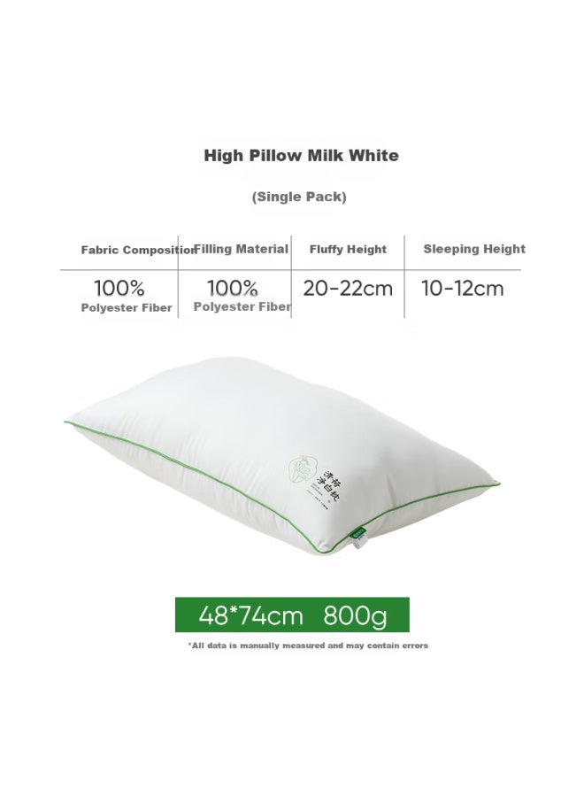 Wangyiyanxuan Star Hotel Sleep Comfort A-class Antibacterial And Anti-mite Lazy Pillow, Qinghe Pure White Pillow, High Pillow 1 Piece 800g - Image 1