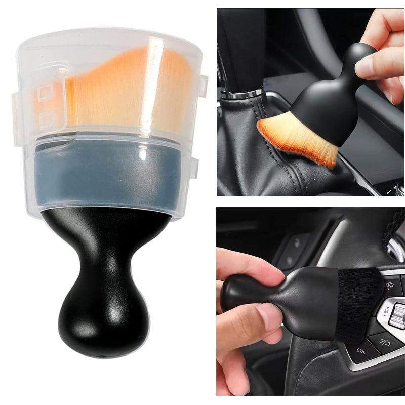 IPELY Car Interior Cleaning Brush Super Soft Car Dust Brush Car Accessories Car Interior Detailing Brush for Car Dashboard Air Conditioning Vents Leather Computer No Scratches 2 Pack Yellow