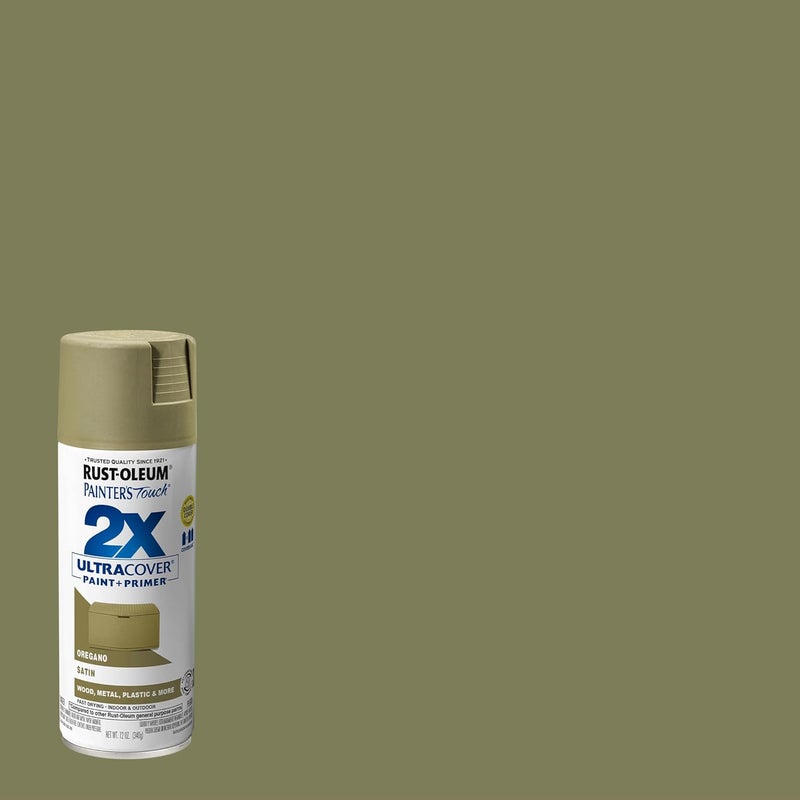 Rust-Oleum 249069 Painter's Touch 2X Ultra Cover Spray Paint, 12 oz, Satin Oregano - Image 1
