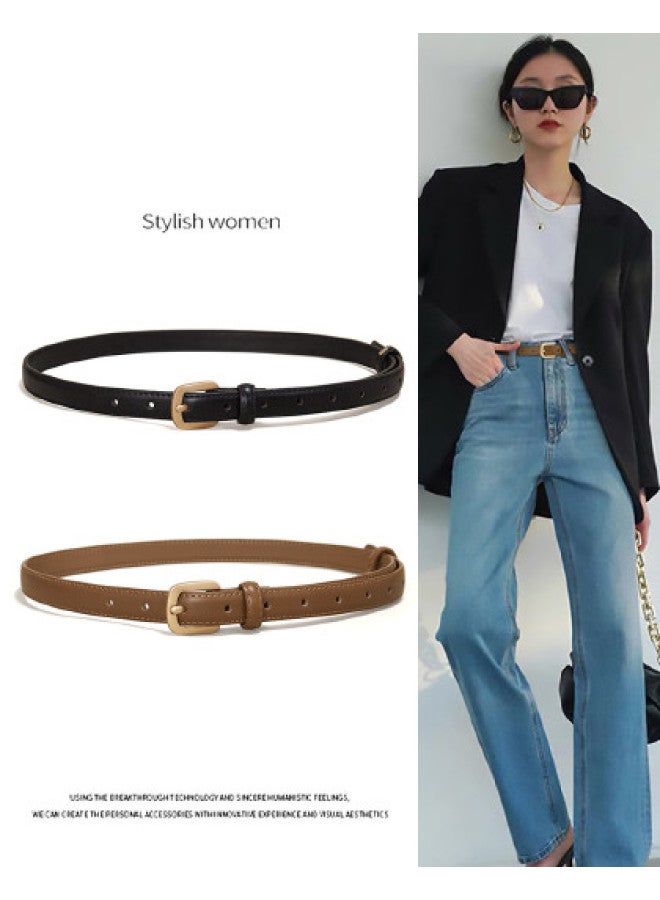 SAFIYA Qixi Festival Gift】2025 New Two-layer Cowhide Belt For Women, Jeans Belt With Pin Buckle - Image 1
