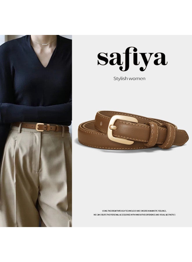 SAFIYA Qixi Festival Gift】2025 New Two-layer Cowhide Belt For Women, Jeans Belt With Pin Buckle - Image 3