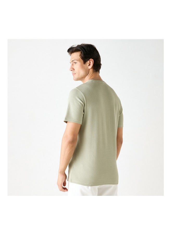 Iconic - Textured Crew Neck T-Shirt - Image 1
