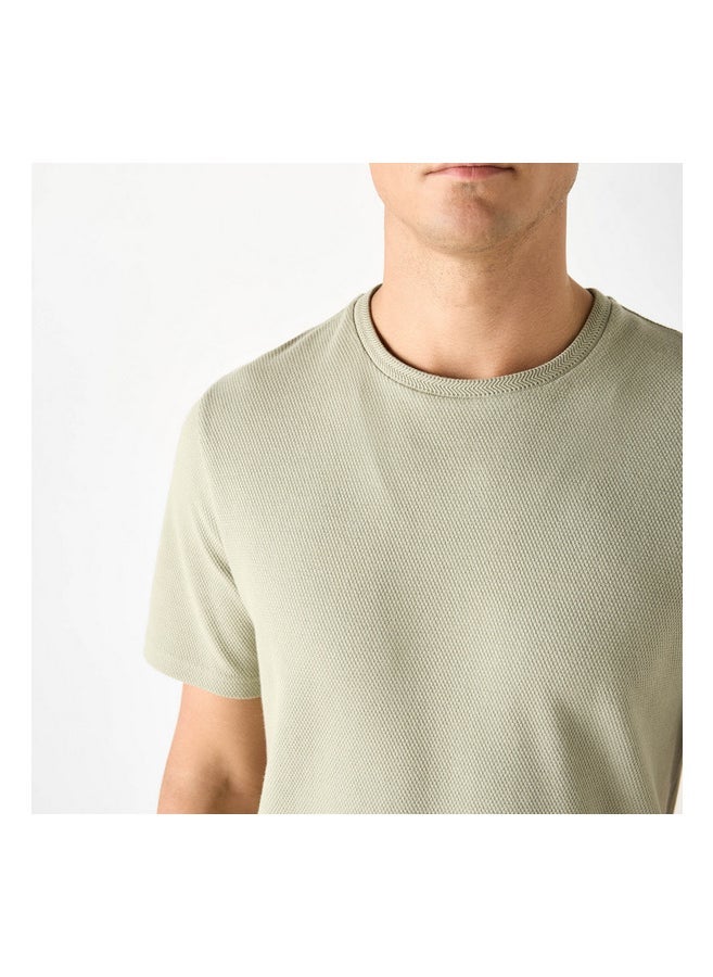 Iconic - Textured Crew Neck T-Shirt - Image 1