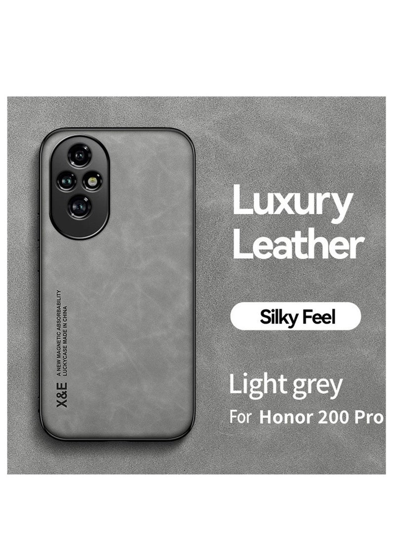 جراب هاتف واقٍ لهاتف Honor 200 Pro مع ورقة مغناطيسية مدمجة مقاومة للصدمات عالية الجودة من جلد البولي يوريثان الفاخر غطاء هاتف لطيف على البشرة - Image 1
