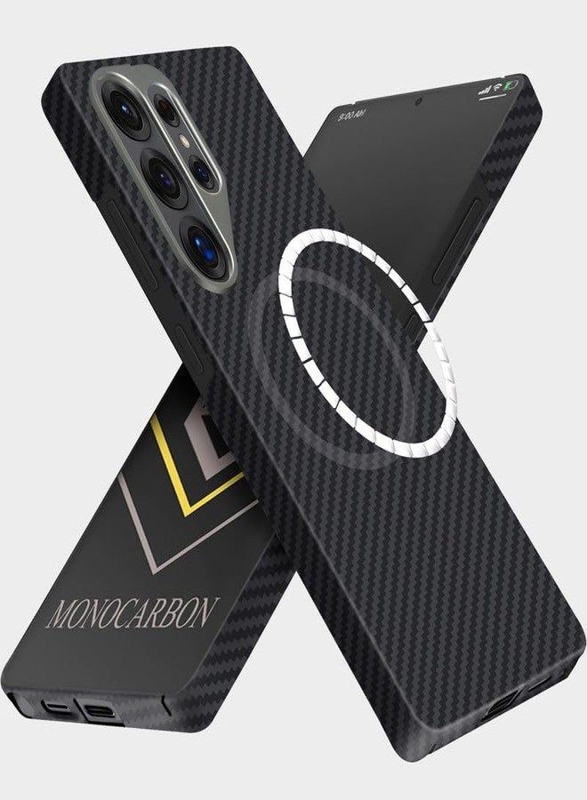 MONOCARBON Real Aramid Fiber [ULTRA SLIM MagSafe compatible] for Samsung Galaxy S25 ULTRA case cover Lightweight Anti-Scratch - Matte Black - Image 1