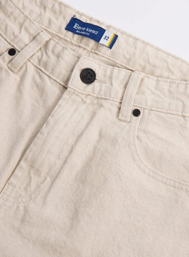 ستايلي Men Off White Relaxed Fit Denim Shorts By Bene Kleed