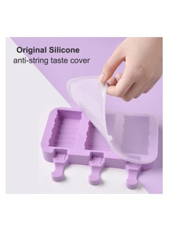 sokany 3 Set Silicone Popsicle Molds, Ice Pop Maker Molds with Lids and Sticks for Kids DIY Homemade Ice Cream, Cakesicles (Purple)  - Image 3