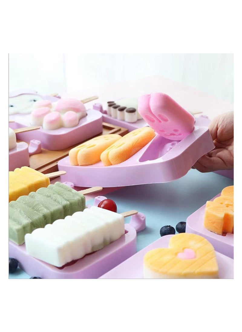 sokany - 3 Set Silicone Popsicle Molds, Ice Pop Maker Molds with Lids and Sticks for Kids DIY Homemade Ice Cream, Cakesicles (Purple) - Image 1