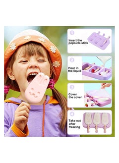 sokany 3 Set Silicone Popsicle Molds, Ice Pop Maker Molds with Lids and Sticks for Kids DIY Homemade Ice Cream, Cakesicles (Purple)  - Image 5