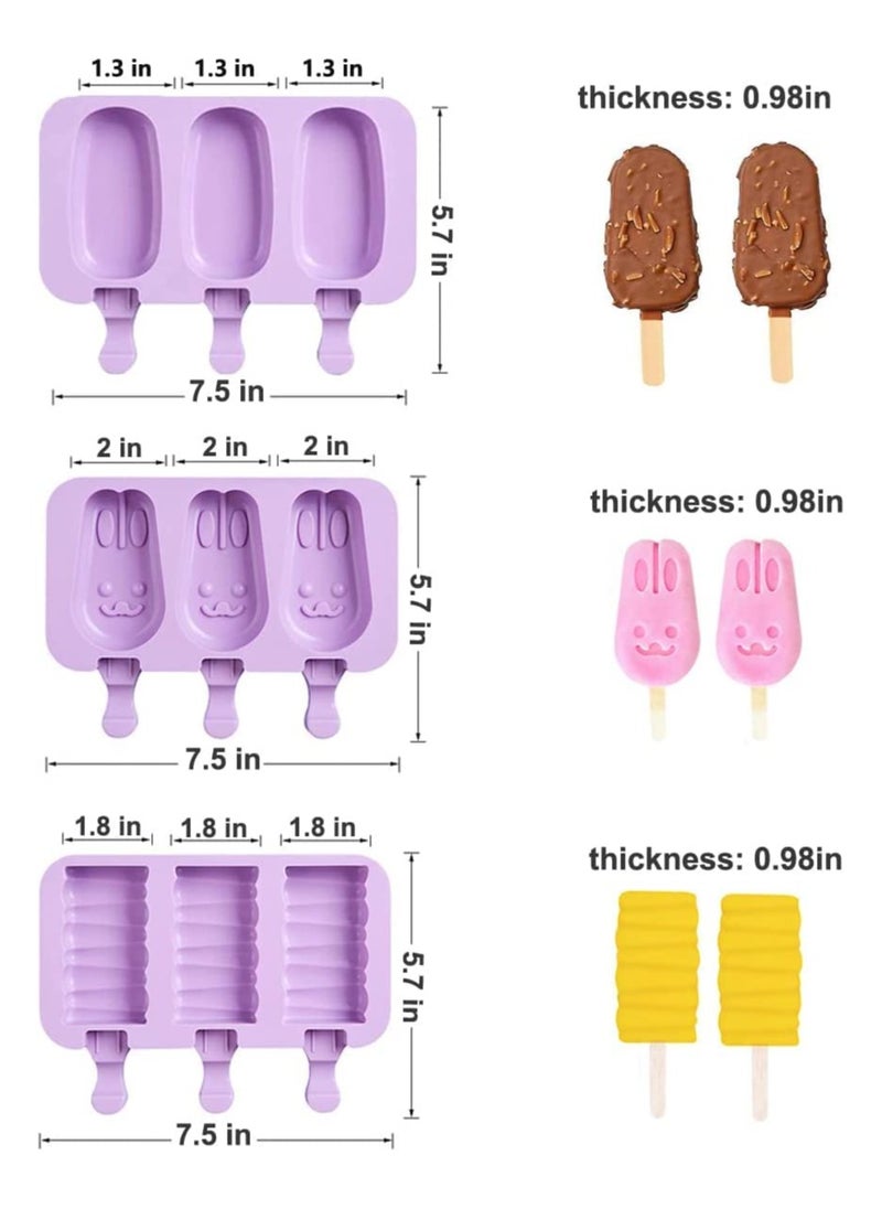 sokany - 3 Set Silicone Popsicle Molds, Ice Pop Maker Molds with Lids and Sticks for Kids DIY Homemade Ice Cream, Cakesicles (Purple) - Image 1