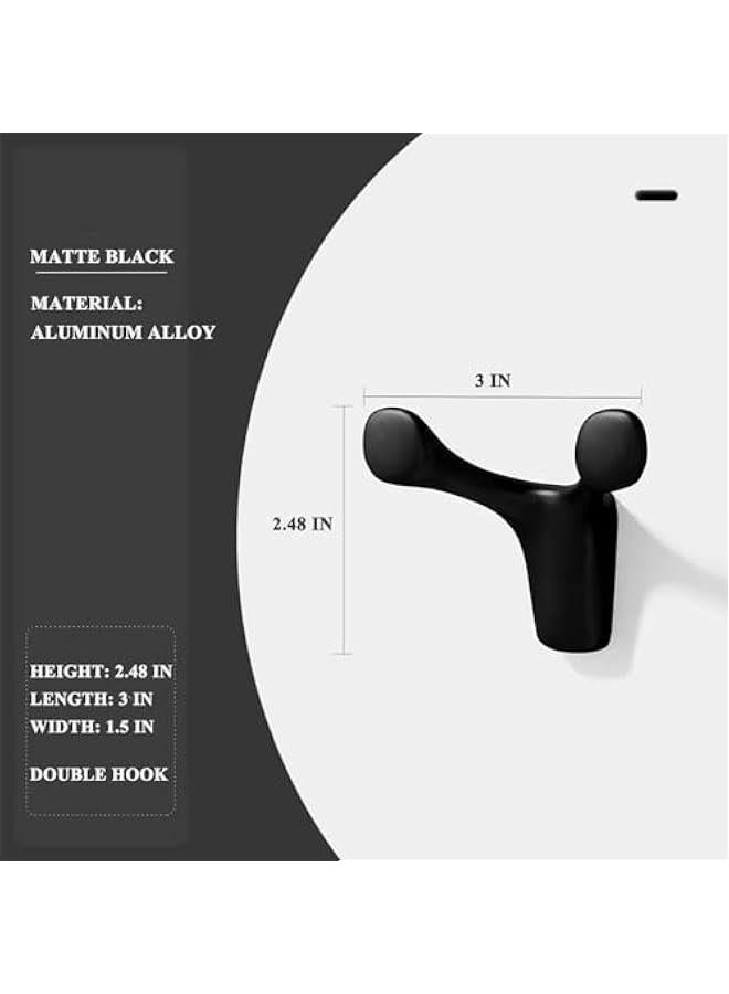 إسكدنيا خطافان مزدوجان للحائط باللون الأسود غير اللامع ل المعاطف والقبعات والحقائب والملابس - Image 3