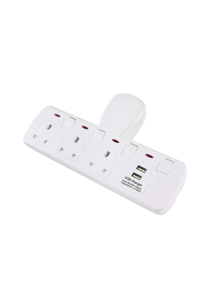 Kistenmacher 3250W 3-BS Socket 2-USB Port Lightweight Fast-Charging Compact Wall Socket Adapter White - Image 1