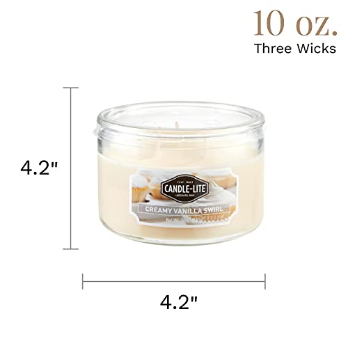 CANDLE-LITE شموع كاندل لايت المعطرة، عطر الفانيليا الكريمي، شمعة عطرية بثلاث فتائل بوزن 10 أونصات مع وقت احتراق من 20-40 ساعة، لون أبيض فاتح - Image 5