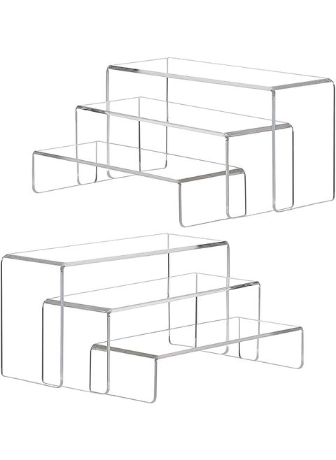 Amiazi 6 Pcs Clear Acrylic Showcase Display Risers Dessert And Cupcake Stand Risers For Party Event Shoe Riser Display Organizer Cosmetics Display Riser