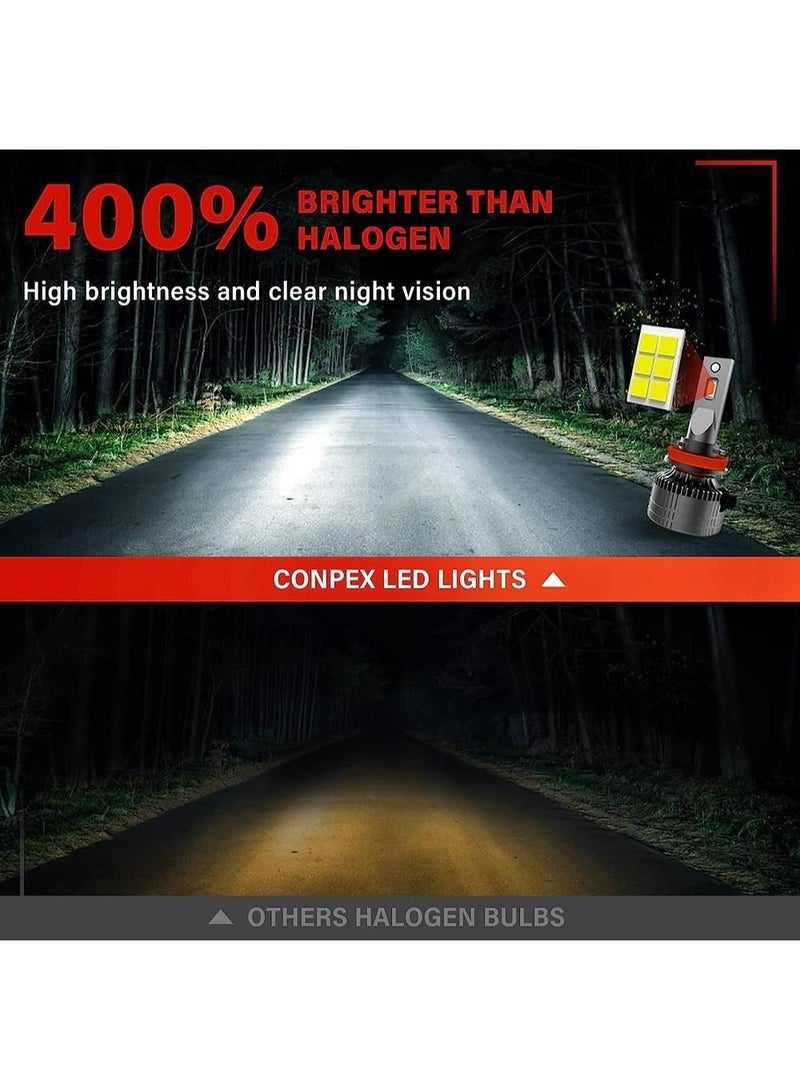 كونبيكس لمبات أمامية LED برو M8، ضوء أبيض H4، زوج مع نظام تبريد، سطوع مضاعف، عمر افتراضي 24 شهرًا، 12000 واط، 50000 لومن، تعمل بجهد DC 9V–24V، سطوع أعلى بنسبة 150% - Image 3