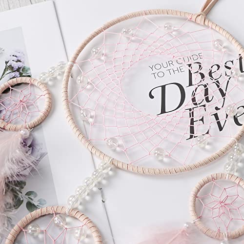 SOMYTING Dream Catcher Wall Decor Handmade Feathers Dreamcatcher Wall Hanging Ornament Room Decor Bohemian Home Decor Craft Blessing Gift (Pink, No Light) - Image 3