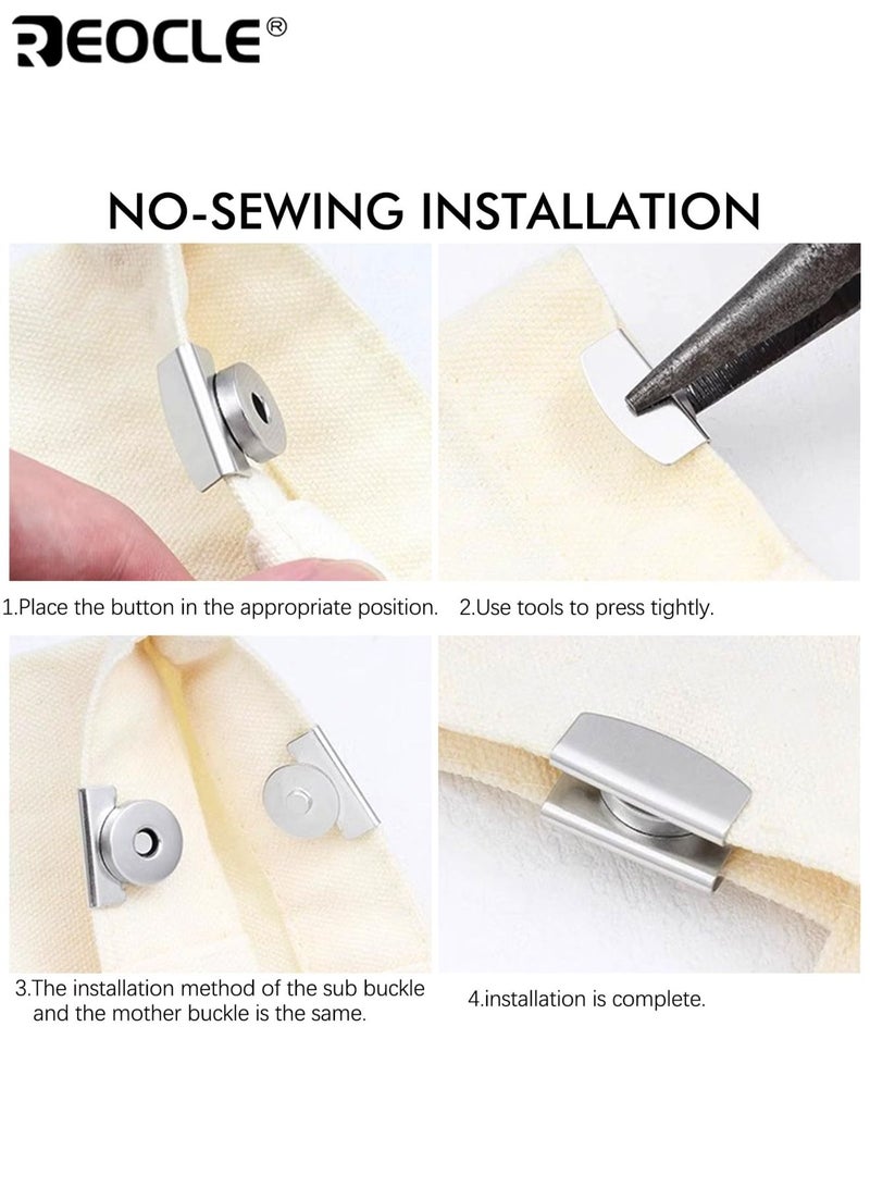 ريوكل 4 أزواج من أزرار الغلق المغناطيسية بدون حاجة للحياكة وتصميم على الطراز البسيط - مستلزمات خياطة متينة لمصممي الأزياء وصانعي الحقائب - Image 5