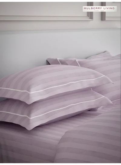 MULBERRY LIVING 100% Cotton - 300Tc Elysian Stripes Set of 2 Pillow Covers (50X75 Cm) - Cameo Rose