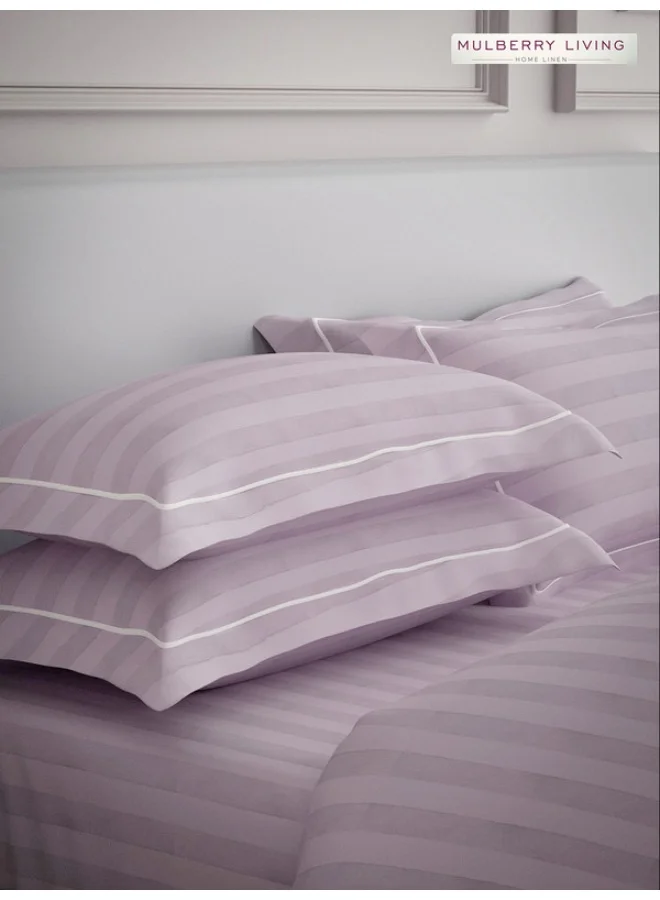 MULBERRY LIVING 100% Cotton - 300Tc Elysian Stripes Set of 2 Pillow Covers (50X75 Cm) - Cameo Rose