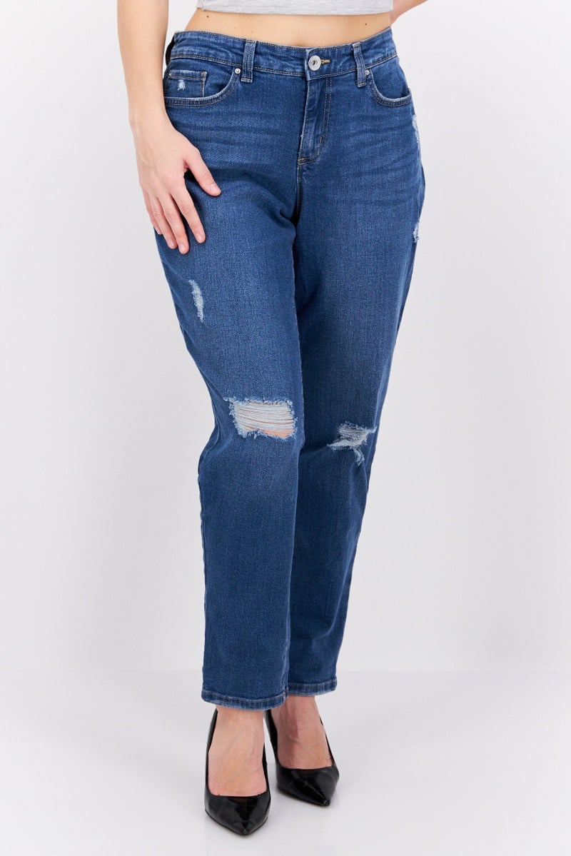 INC Denim Women Petite Wash High Rise Stretchable Jeans, Blue - Image 1
