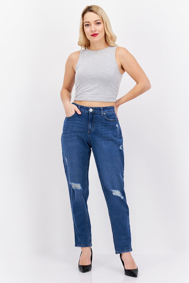 INC Denim Women Petite Wash High Rise Stretchable Jeans, Blue - Image 4