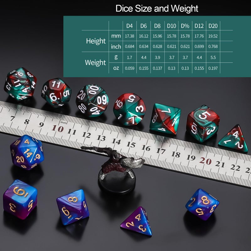 QMay DND Dice Sets - 6 X 7 Polyhedral Dice (42pcs) with 6 Drawstring Bags for Dungeons and Dragons, RPG, MTG,Role Playing Table Game - Image 4