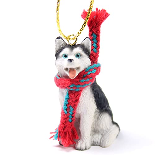 Conversation Concepts Siberian Husky Black and White with Blue Eyes Miniature Ornament - Image 4