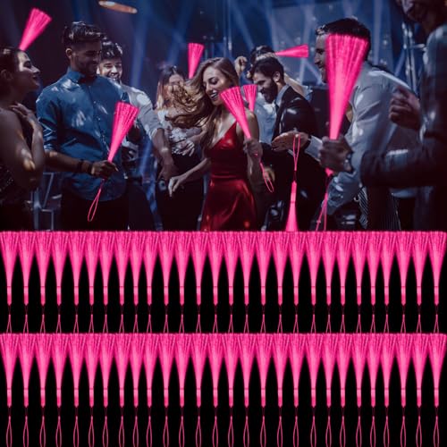 YOFOBU 15 PCS Pink Fiber Optic Wands Glow Fiber Wands Bulk LED Light Up Wands with 3 Flashing Modes LED Flashing Sticks for Valentines Day WeddingMothers DayMardi Gras Gender Reveal Birthday - Image 1