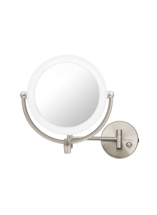 Rucci Wall Mount LED Lighted Makeup Mirror, AC Adaptor, 10x/1x Magnification, Satin Nickel Finish 8.6"D x 17.5"L by Rucci  - Image 1