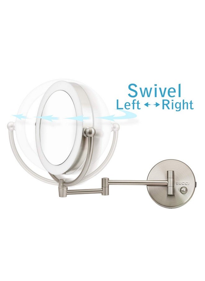 Rucci Wall Mount LED Lighted Makeup Mirror, AC Adaptor, 10x/1x Magnification, Satin Nickel Finish 8.6"D x 17.5"L by Rucci  - Image 3