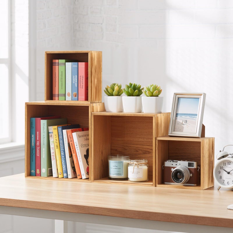 Budiwati 8-Pack Pine Wood Buffet Risers, Multi-Size Nesting Cube Food Display Stands for Buffet Table & Catering, Hollow Bottoms Food Risers for Multi-Level Buffet Presentation - Image 5