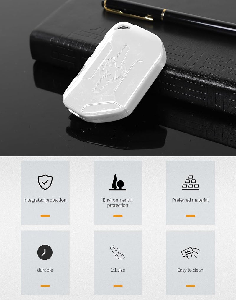 Hoolcar Key Fob Cover Case Key Holder Shell Remote Control Smart Key Fob Protector Compatible with Jeep Wrangler JL JLU & Gladiator JT 2018-2025, White - Image 5