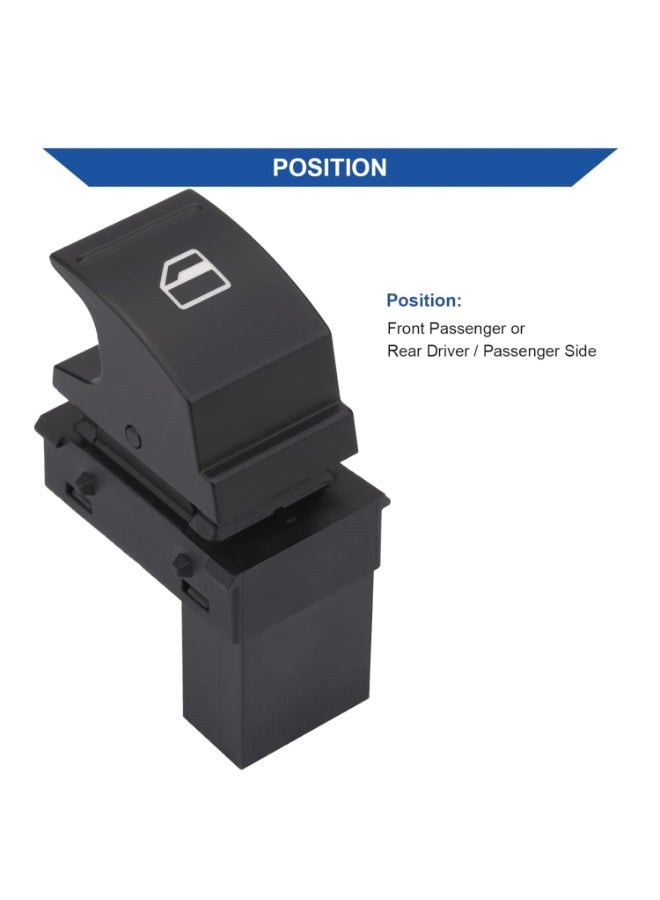 7Cylinder Window Control Switch Replacement Compatible with Volkswagen Golf, Caddy, Rabbit, EOS, Jetta, Passat, Polo, Tiguan, Sharan, Touareg (2003-2015) - Black. - Image 2