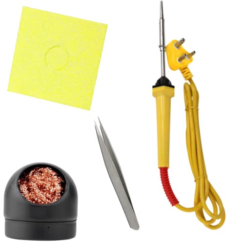 Gilhot® Professional 25 Watt Soldering Iron With Tweezer, Sponge, and Tip Cleaner for Beginner and Intermediate 4 in 1 Combo (Pack of 4) (C5j) - Image 1
