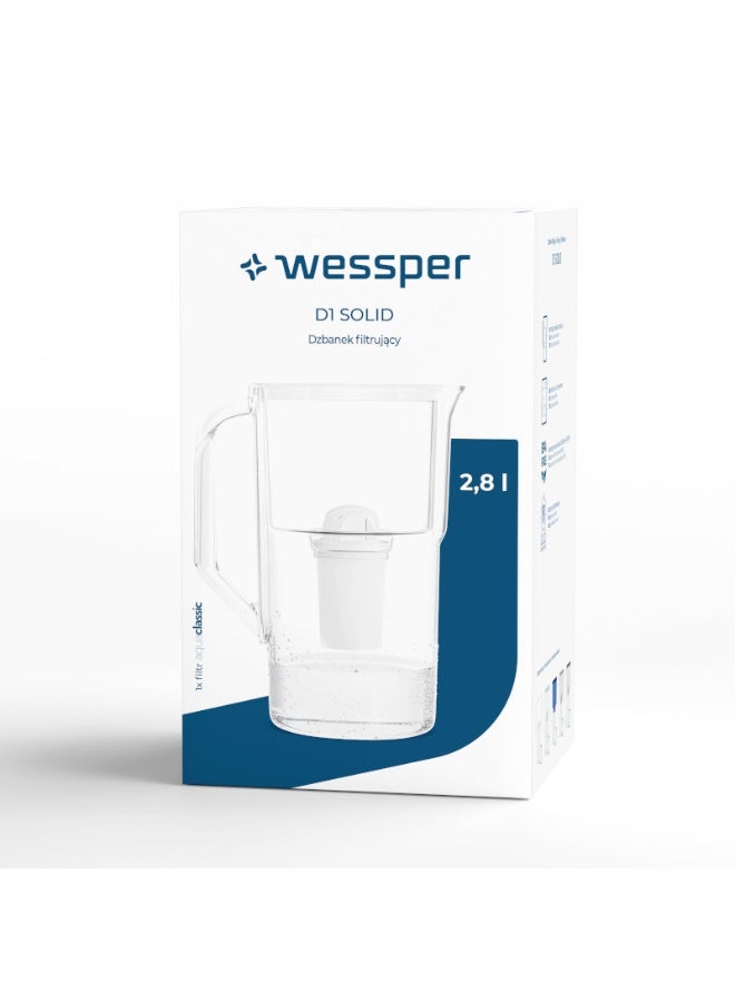Wessper D1 Solid AquaClassic Water Filter Jug 2.8 L – White - Image 1
