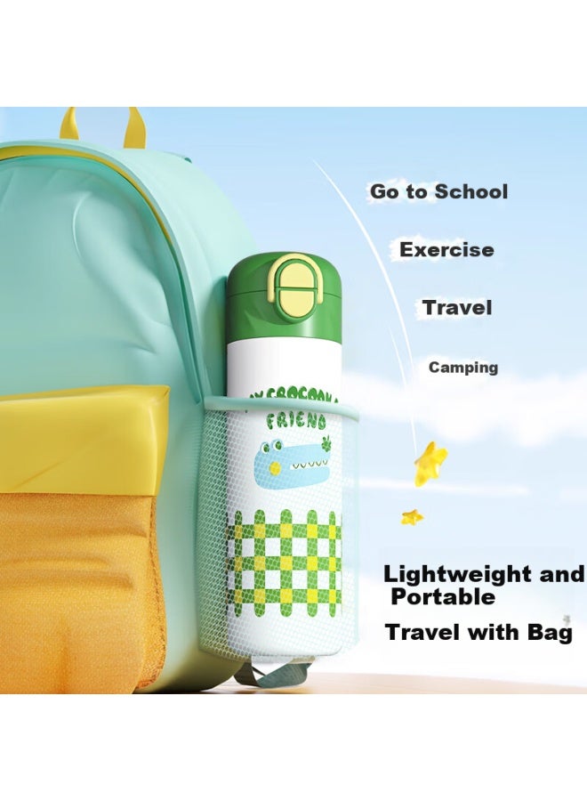 Cookss Children's Insulated Cup For Primary And Secondary School Students, Dual-use Water Bottle With Lid For School, Children's Straw Cup In White - Image 3